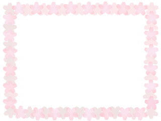 ピンクの桜の花のシンプルなフレーム枠のイラスト