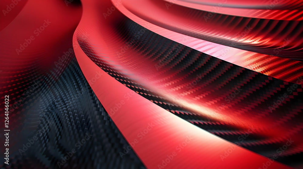 Poster abstract close-up of flowing red and black waves creating a dynamic texture in a modern design