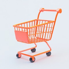 shopping cart empty, 3d style imitation, cartoon icon, white background