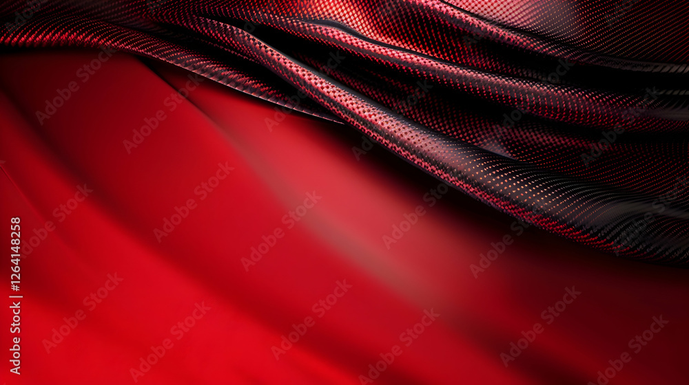 Aufkleber flowing red and black fabric draping elegantly, creating a dynamic texture with soft shadows