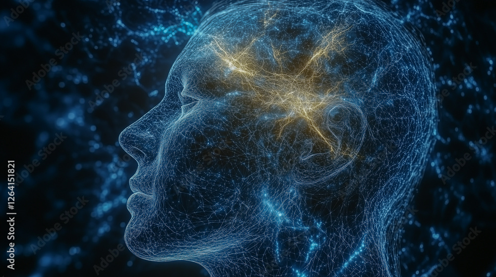 Poster digital neural network visualization of the human mind..