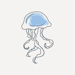 Blue jellyfish, aesthetic illustration design element vector