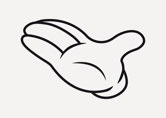 Cartoon palm hand, gesture line art illustration vector
