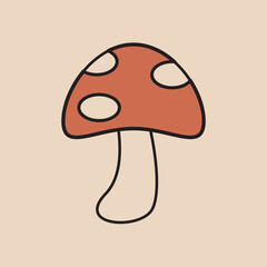 Mushroom, retro illustration vector