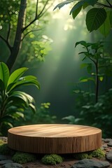 Fototapeta premium Wooden Platform in Tropical Forest