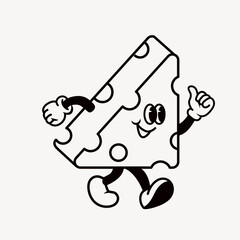 Retro cheese, food illustration vector