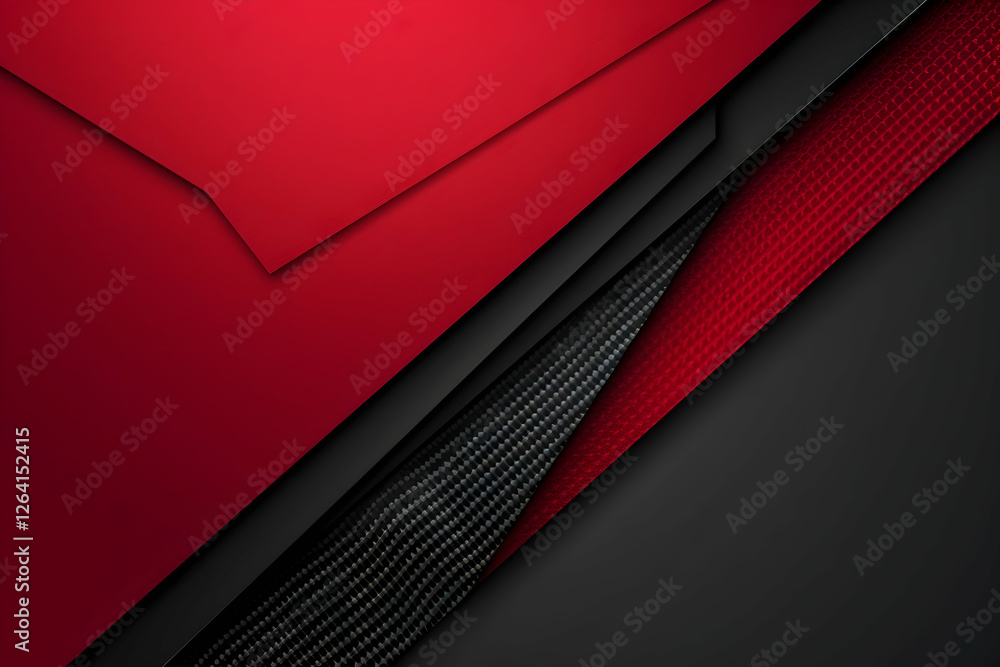 Poster abstract composition of layered red and black textures with a sleek modern design background