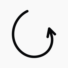 Curved black arrow sketch illustration vector