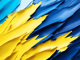 Fototapeta premium Vibrant abstract painting with dynamic strokes of blue and yellow. A perfect blend of colors that evoke energy and movement in an artistic design.