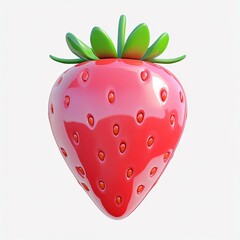 strawberry, 3d style imitation, cartoon icon, white background