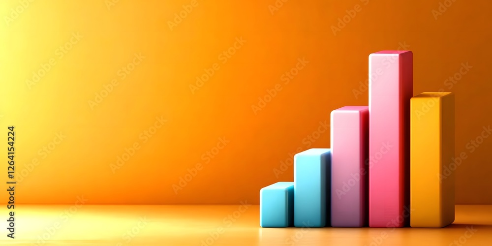Aufkleber colorful graph bars representing data growth on orange background digital visualization business env
