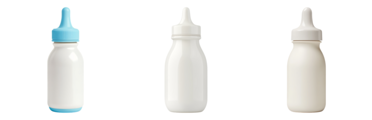 Baby Bottles on White for Infant Feeding Isolated on transparent background