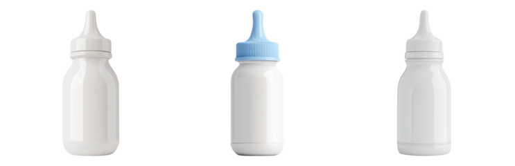 Blank Baby Bottle Set for Mockup and Design Use Isolated on transparent background