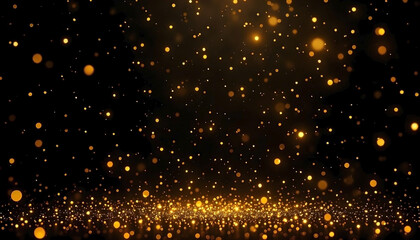 Naklejka premium Golden light particles falling in a dark