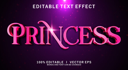 princess 3d vector text effect with modern style design © Mean Design