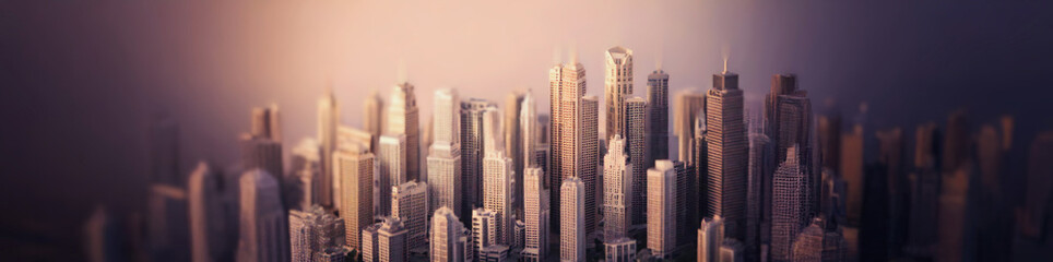 Big city skyline with skyscrapers, panoramic view