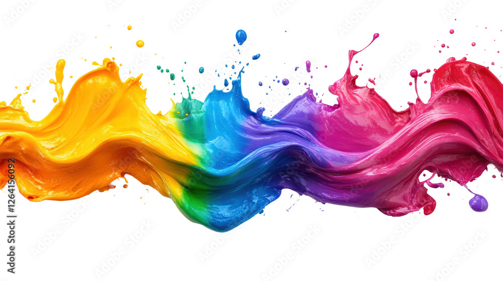 Poster dynamic color splash studio digital creative space isolated on transparent background