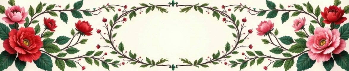 ornate floral wreath with entwined vines and foliage, foliage, vintage, ornamentation
