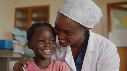 Compassionate Care: A heartwarming moment of connection as a dedicated doctor tenderly interacts with a young child, showcasing the human touch at the heart of healthcare.