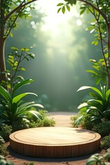 Fototapeta premium Wooden Platform in Tropical Forest