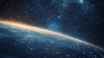 Astounding cosmic event meteor shower over earth digital imagery outer space perspective celestial wonder. Ethereal Meteor Showers. Illustration