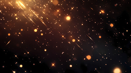 Brilliant meteors illuminating the inky blackness, stars twinkling , ethereal, night, space. Ethereal Meteor Showers. Illustration