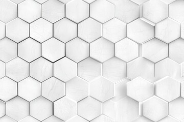 Fototapeta premium Minimalist Hexagon Tile Background in White Marble Texture