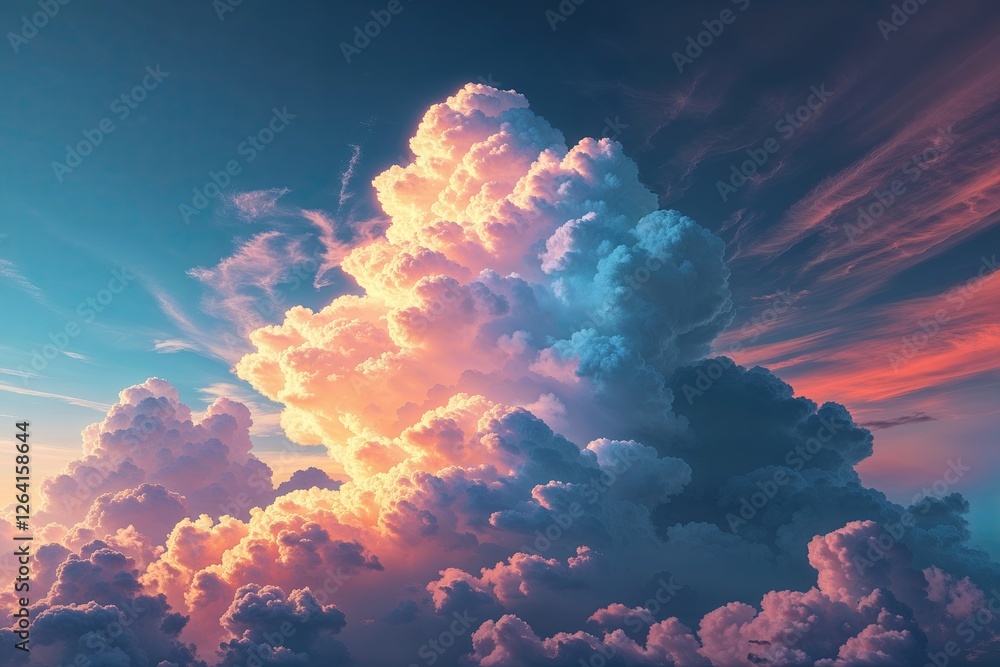 Poster dynamic cloud halftone gradient with textured composition and vibrant effects