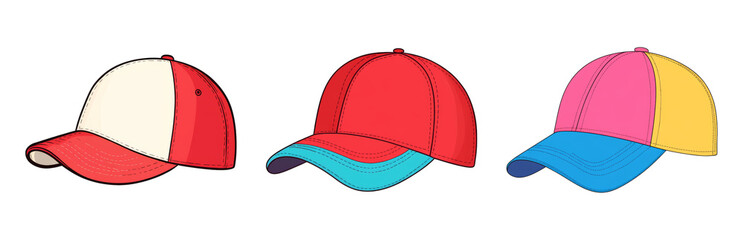 Fototapeta premium Caps in Various Styles and Designs Isolated on transparent background