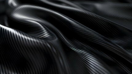 Naklejka premium Close-up of flowing black fabric with subtle texture, creating an elegant and dynamic visual effect