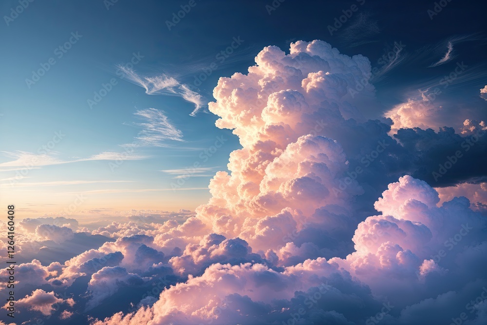 Poster vibrant cloud scene halftone design with multi-tone gradient and textured elements
