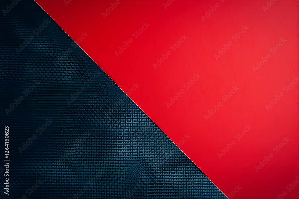 Poster abstract design featuring a textured dark surface contrasting with a smooth bright red area