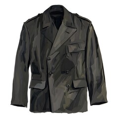 Naklejka premium Stylish Men's Double-Breasted Jacket - Artistic Illustration.