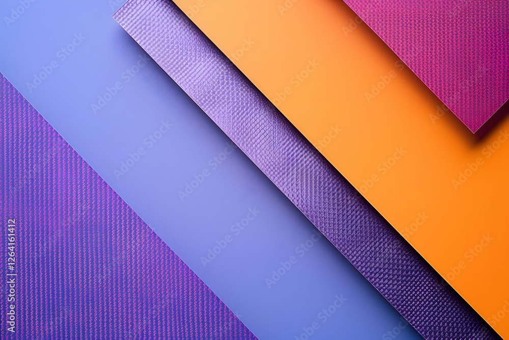 Poster colorful geometric shapes layered on a vibrant background, creating a dynamic visual effect