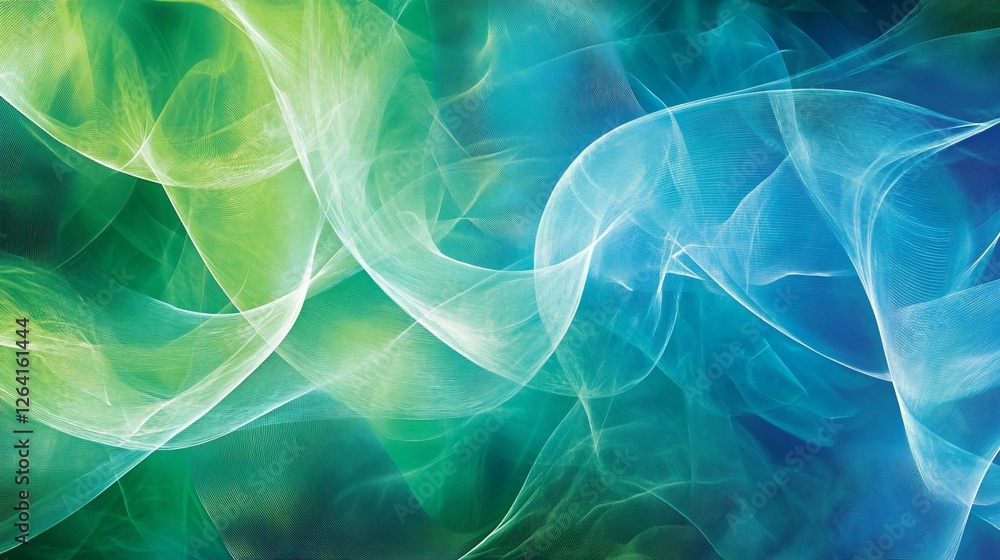 Aufkleber abstract flowing waves of green and blue lines with a dynamic ethereal effect
