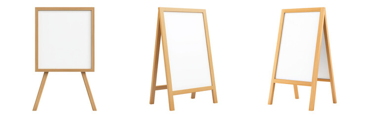 Wooden Stand with Blank Canvas for Display Purposes Isolated on transparent background