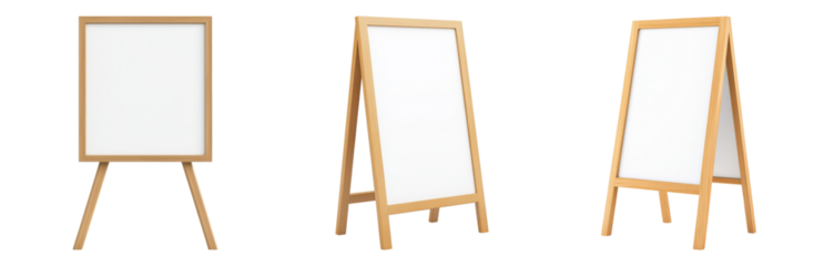 Wooden Stand with Blank Canvas for Display Purposes Isolated on transparent background