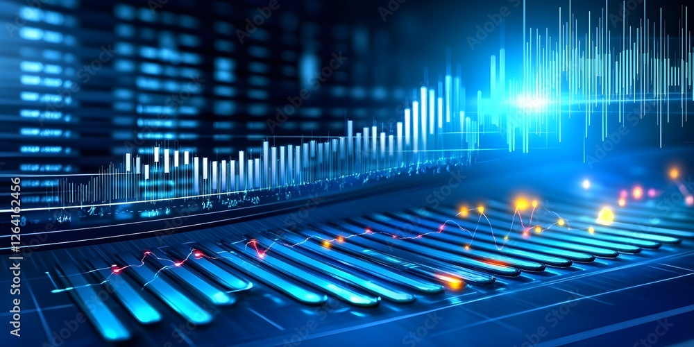 Poster dynamic financial chart analysis business environment data visualization technology trends fluctuati