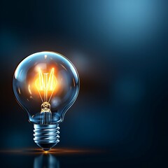A bright, glowing light bulb illuminates against a dark background, symbolizing innovative ideas and electric power