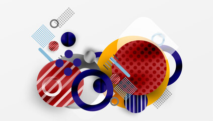 Abstract Circle Design with Overlapping Transparent Geometric Shapes