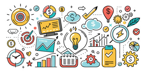 Hand-Drawn Doodle Business & Finance Icon Set