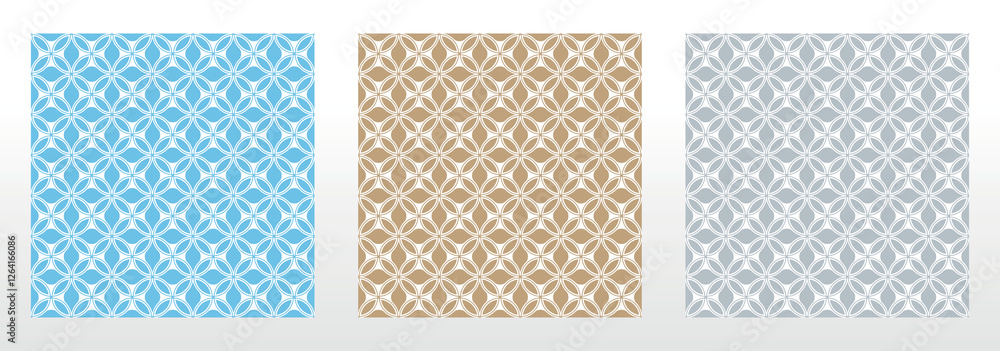 Poster collection of flower geometric patterns. seamless vector backgrounds. colored ornaments. ornament fo
