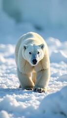 Polar bear roaming Arctic tundra, arctic tundra, polar bear, landscape