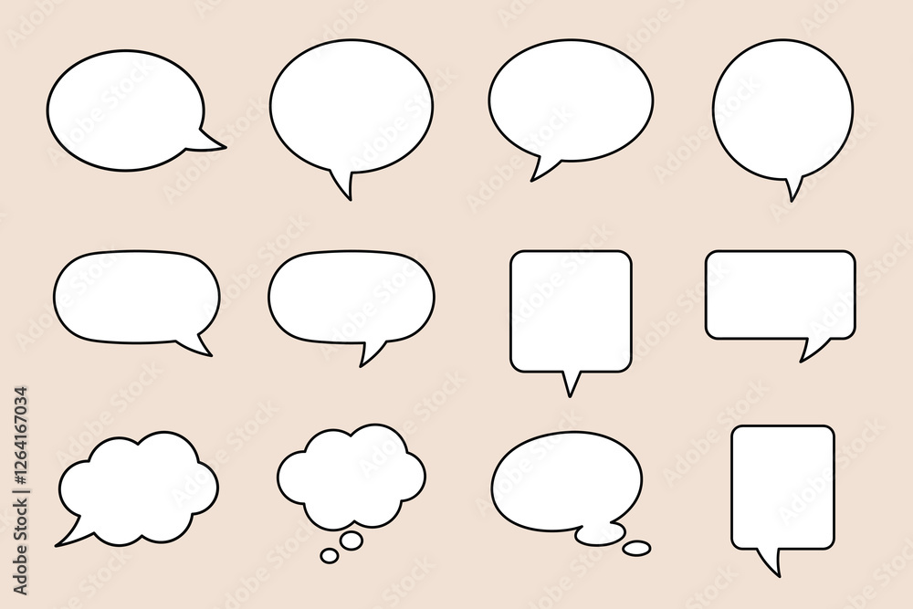 Poster collection of blank speech bubble shapes in various styles. set of speech bubbles graphic design. il