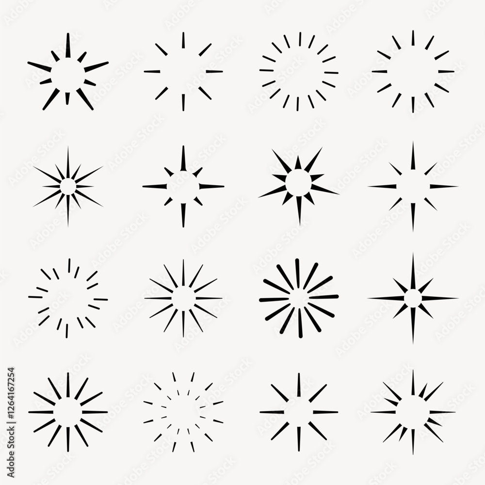 Poster various starburst shape illustration set vector. set of abstract starburst shape illustration in var