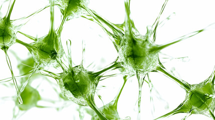 Intricate Microalgae Cells in Vivid Green Color Displaying Natural Growth Habitats in an Abstract Close-Up View of Microscopic Structures