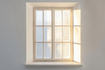 Obraz premium Window with white frame and light shining through panes