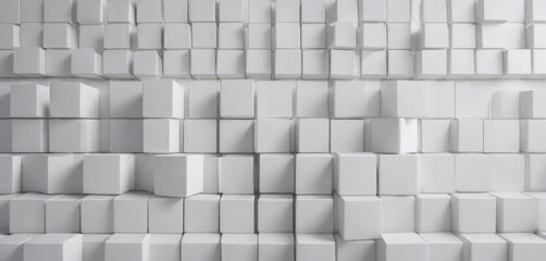 Randomly arranged white cube blocks on a plain background , abstract pattern, random arrangement, office decor