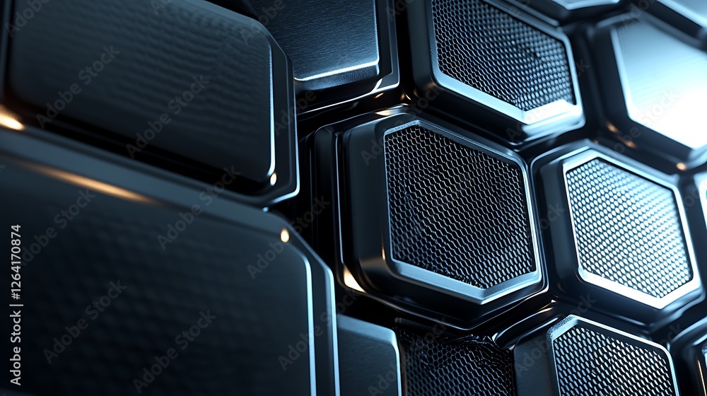 Poster abstract hexagonal metallic structure: futuristic design