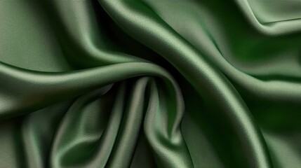 Obraz premium A smooth silk fabric in deep emerald green with gentle folds.photorealistic portrait, studio lighting,